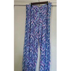 XL Lilly Pulitzer Allena Knit Palazzo Pant Barton Blue Star Gazing 31" inseam